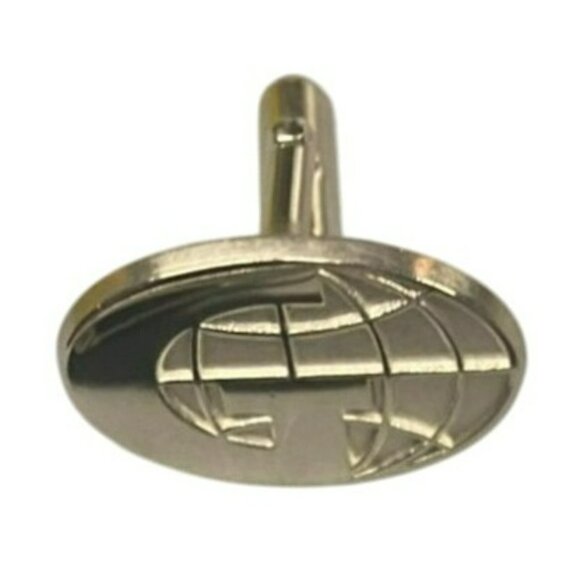 Vintage signed RFL Oval Silver Tone Cufflink (1) With Embossed Globe with G Logo - Picture 2 of 5